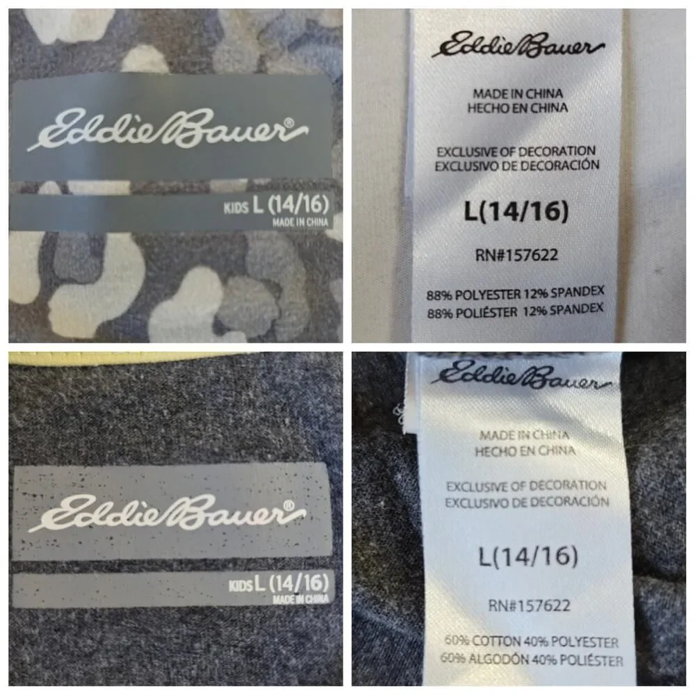 Eddie Bauer gray graphic tee & leopard legging set sz L (14/16)